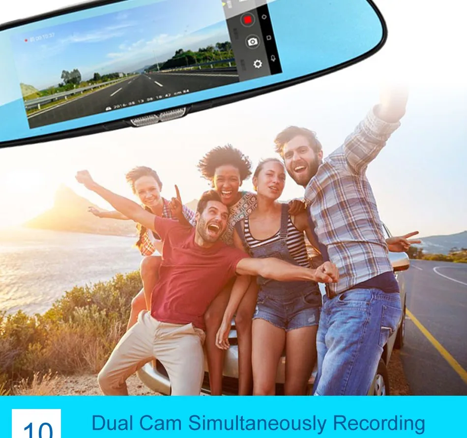 ANSTAR Android 3g двойной объектив Автомобильный видеорегистратор зеркальная камера 7,0 дюймов gps Full HD 1080P видеорегистраторы Bluetooth wifi видеорегистратор Dashcam