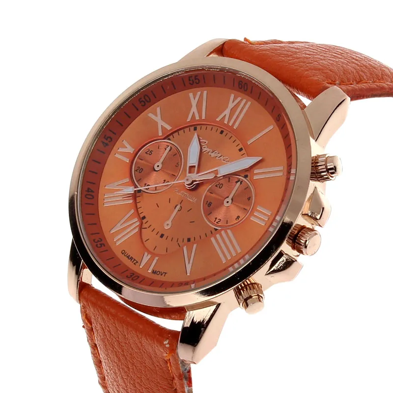 Роскошные модные повседневные женские наручные часы с ремешком из искусственной кожи с римскими цифрами из искусственной кожи аналоговые кварцевые часы Q