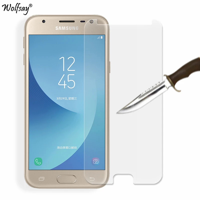 Wolfsay 2 шт Стекло для телефона Samsung Galaxy J3 2018 защита экрана закаленное стекло J337P