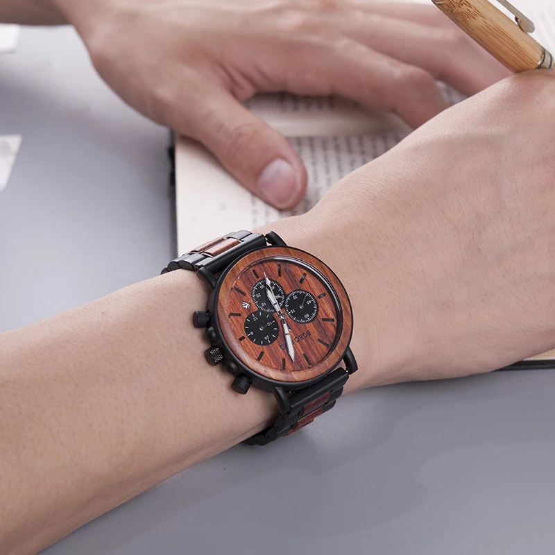 BOBO BIRD L-P09-3 Top Sell Montre Homme Stainless Steel Men Watches OEM Stylish Chronograph 2018