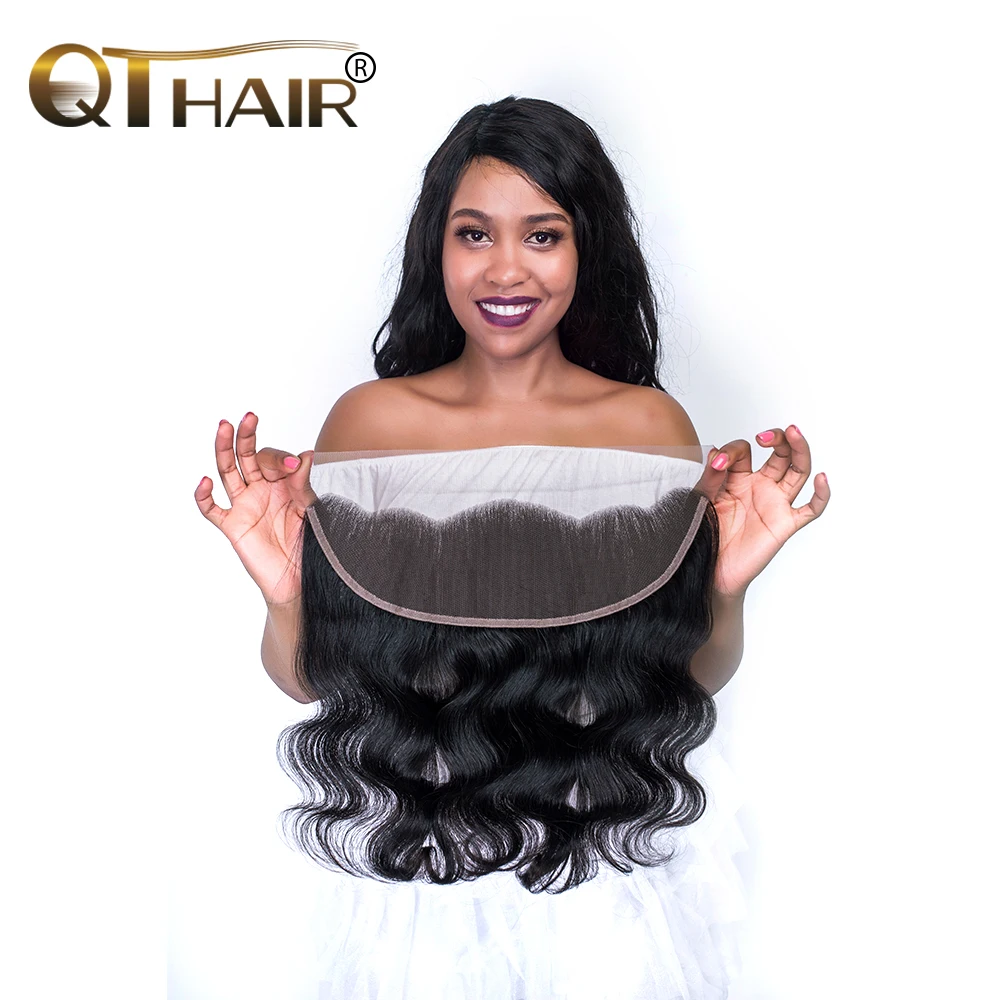 No Odor Brazilian Body Wave Closure Free Part 13X4 Ear to Ear Lace Frontal with Baby Hair Fast Delivery Remy QThair body-wave
