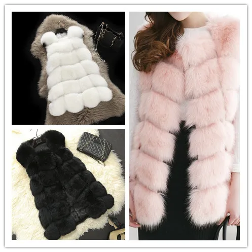 Women Winter Warm Faux Fur Coat Vest Slim Casual Sleeveless Winter Jacket Faux Fox Fur Vest