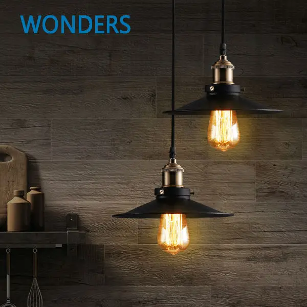 

Loft metal pendant lamp Loft Northern Europe american vintage for Restaurant/Bedroom Home Decoration Black with Edison bulb