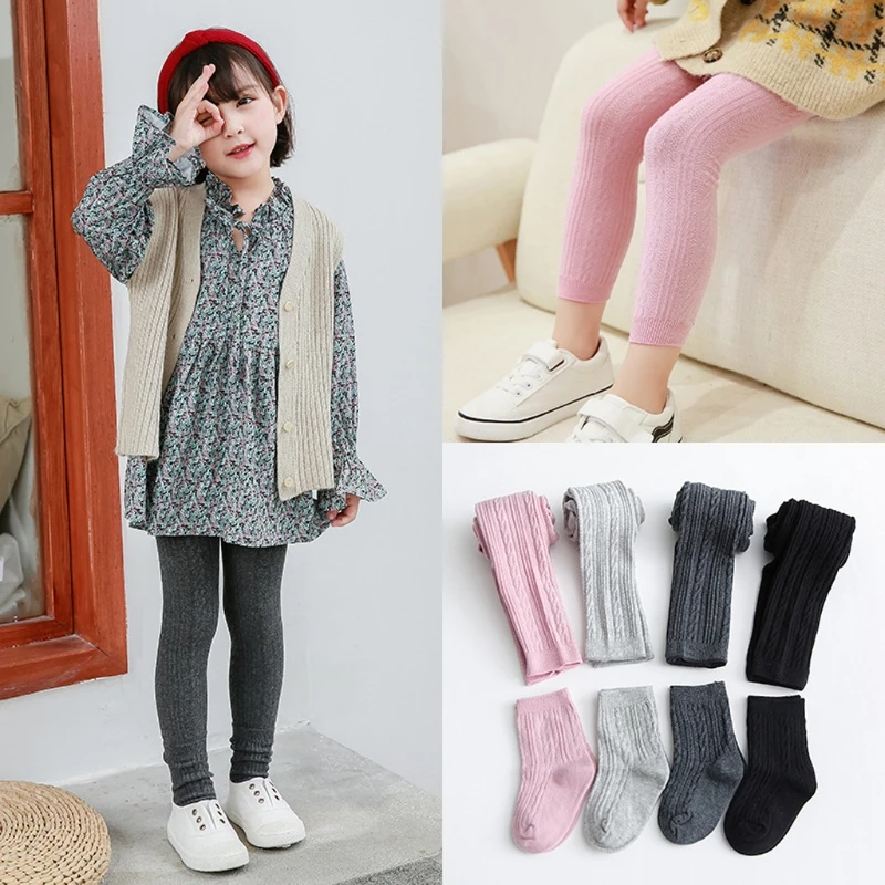 

Baby Kids Ribbed Solid Color Winter Warmer Cotton Tights Pants Set