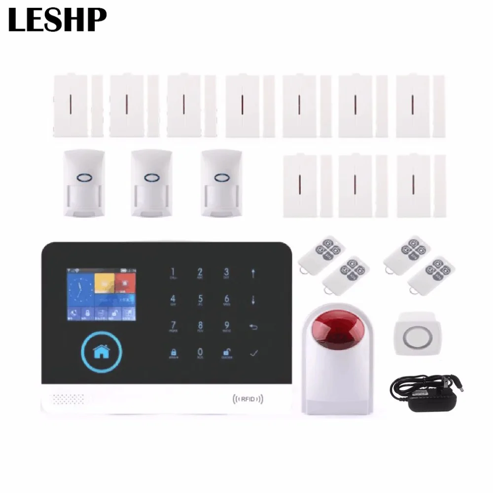 

Smart WIFI Burglar Alarm GSM Alarm System Android For IOS APP Control Voice Prompt RFID Alarm Kit WIFI+GSM+RFID anti-pet type