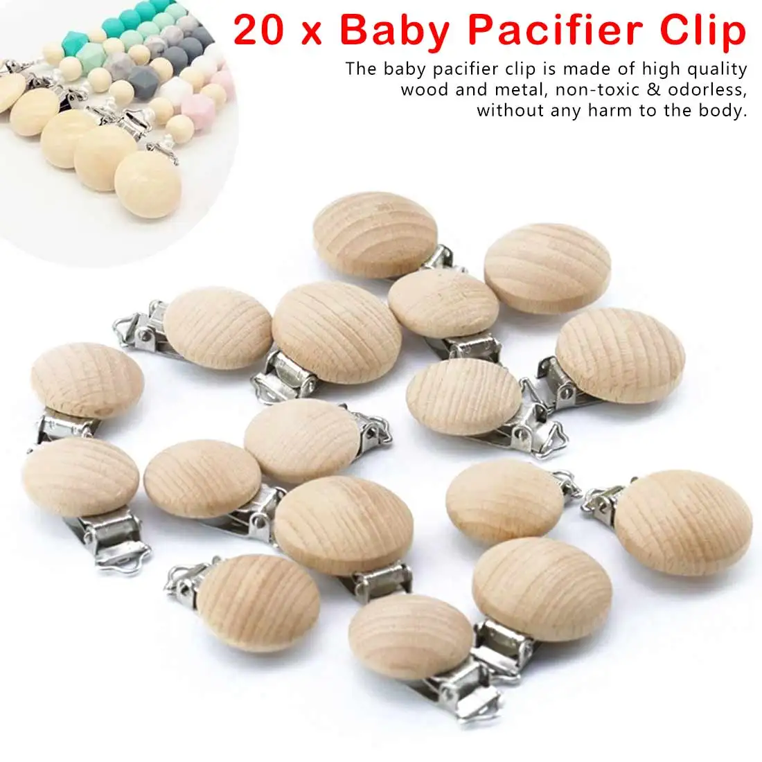 

20 Pcs Beech Clip Wooden Clamp Infant Safety Environmental Protection Nipple Chupeta Attache Sucette Pacifier Baby Mam