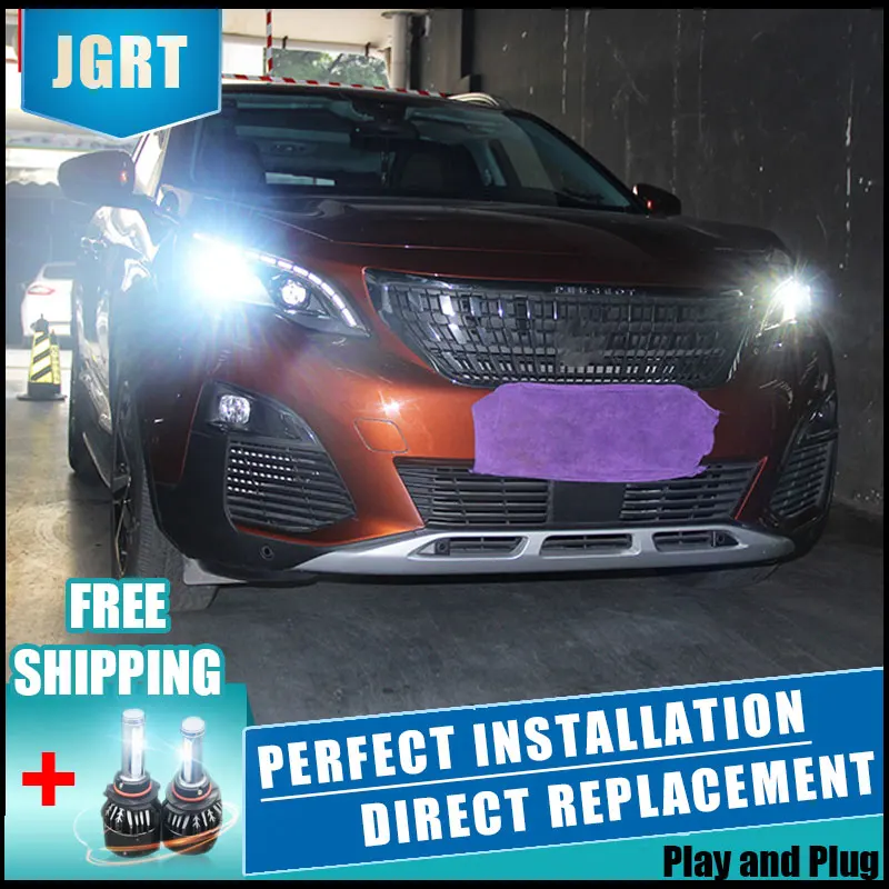 2PCS LED Headlights For Peugeot 3008 2017 Car Led Lights Double Xenon Lens Car Accessories Daytime  - 32890355781