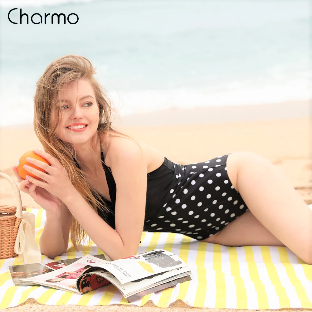 Женский Монокини Charmo2019 Цельный купальник с принтом в горошек завязками монокини