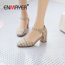 ENMAYER 2019 Mary Janes High Square Heel Women Shoes Square Toe Casual Buckle Strap Fashion Pumps Size 34-43 LY1737 ENMAYER 2019 Mary Janes High Square Heel Women Shoes Square Toe Casual Buckle Strap Fashion Pumps Size 34-43 LY1737