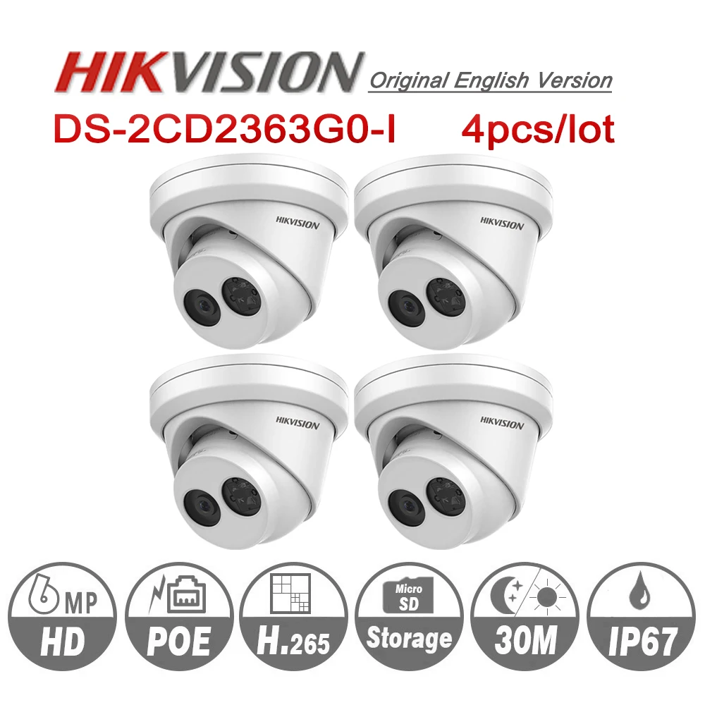 Hikvision Оригинальная английская 6MP камера-Револьвер DS-2CD2363G0-I H.265 сетевая ip-камера
