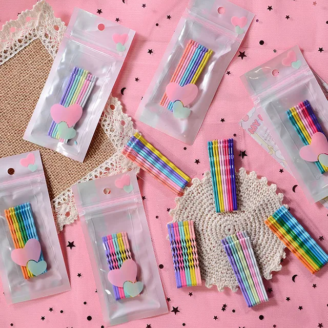 10pcs Macaroon Hair Clip Hairpins Children Candy Cute Girl Alloy Wavy Curved Hairgrip Hair Barrettes Sweet Hair Accessories Set 4
