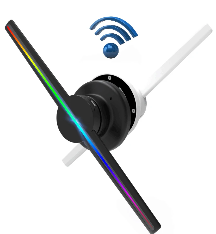 LED Holographic Projector 3D Hologram AD LED Dispaly Fan Portable Hologram Player Advertising Light APP Control