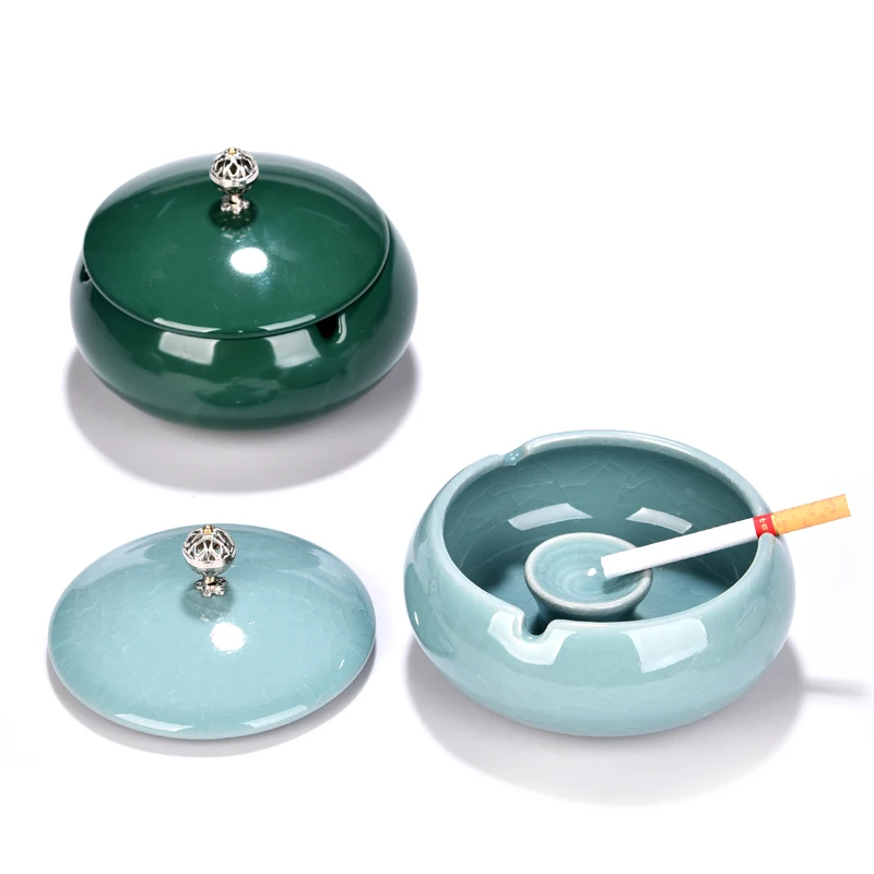 

PITILLERA Large Windproof Ashtray with Lid 1PC KTV Guest Room Living Room Office Personality Ceramic Ashtray Tea Club