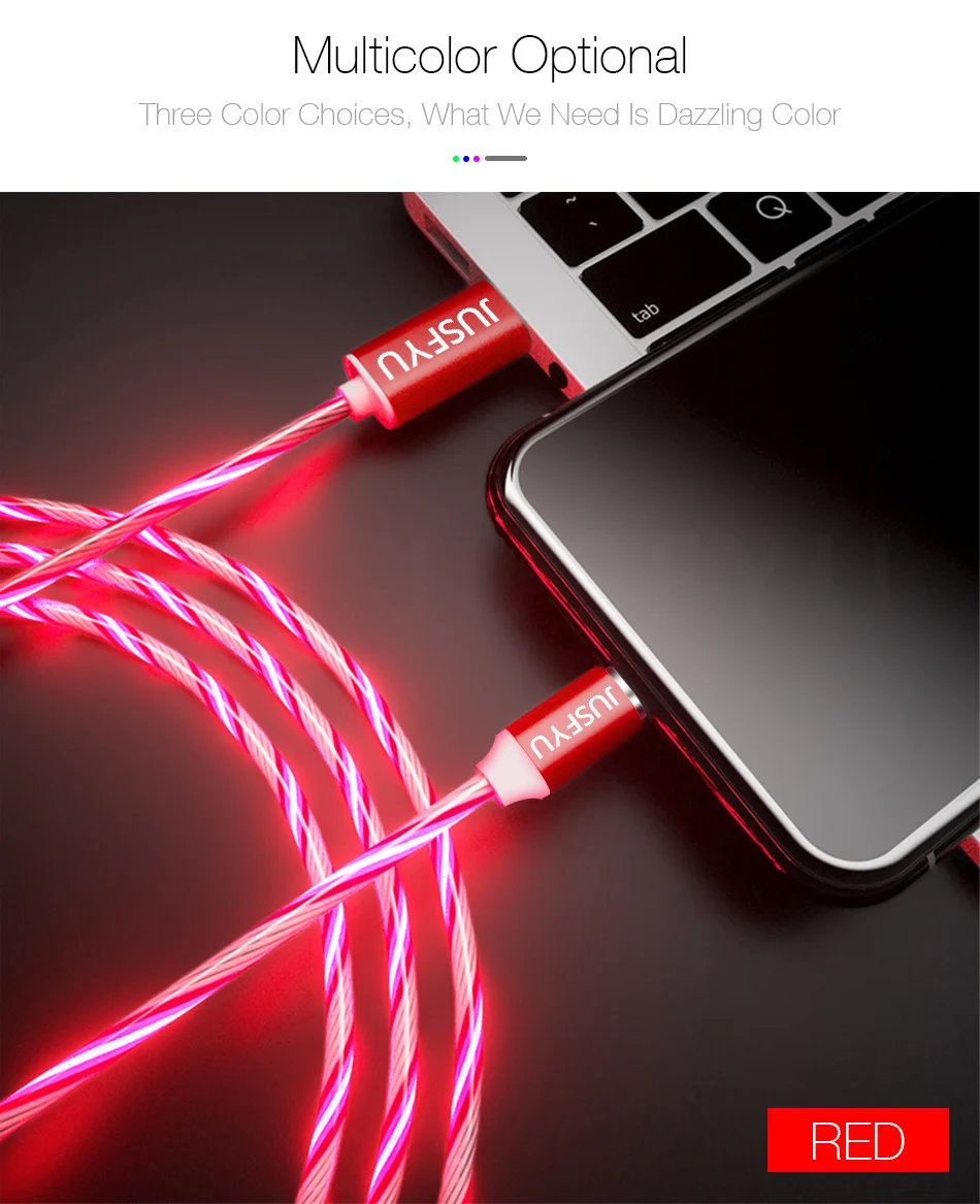 Магнитный usb-кабель со светящимся потоком для iPhone XS MAX XR 7 8, зарядное устройство Micro type C для быстрой зарядки, Магнитный зарядный USB-C type-C