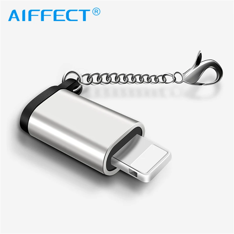 AIFFECT Micro USB для освещения OTG адаптер с брелоком Apple iphone X 7 8 6 Мини синхронизация