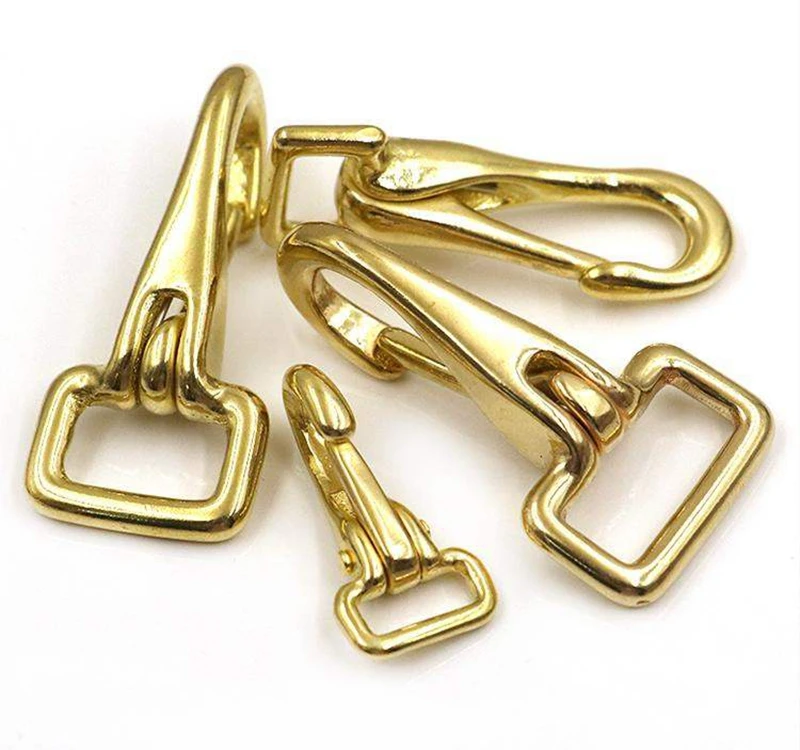 Solid Brass D ring Lobster Claw Clasps Buckle Ring Snap Hook bing Strapping Dog Collar