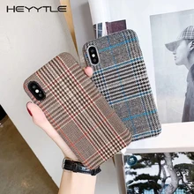 

Heyytle Luxury Cloth Lattice Phone Case For iPhone X 8 7 6S 6 Plus Cases Fashion Plush Fabrics Back Cover Matte Ultra-Thin Shell