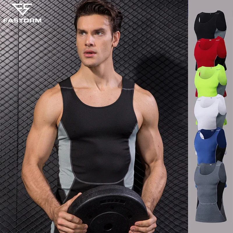 

FASTORM Tight-fitting PRO Vest Men's Exercise Fitness Basketball Running Vest Stretch Perspiration Vest Sports Wear for Men Gym