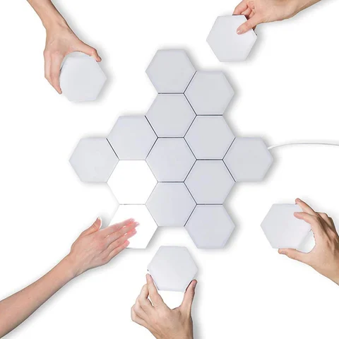 Sensível à Luz da Noite Toque Modular Hexagons Magnéticos Decoração Criativa Parede Lampara Quantum Lâmpada Led Hexagonal Lâmpadas Diy