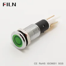 FILN металлическая сигнальная лампа индикатор сигнала 10 мм красный желтый синий зеленый белый 12 В 24 в 110 В светодиодный свет