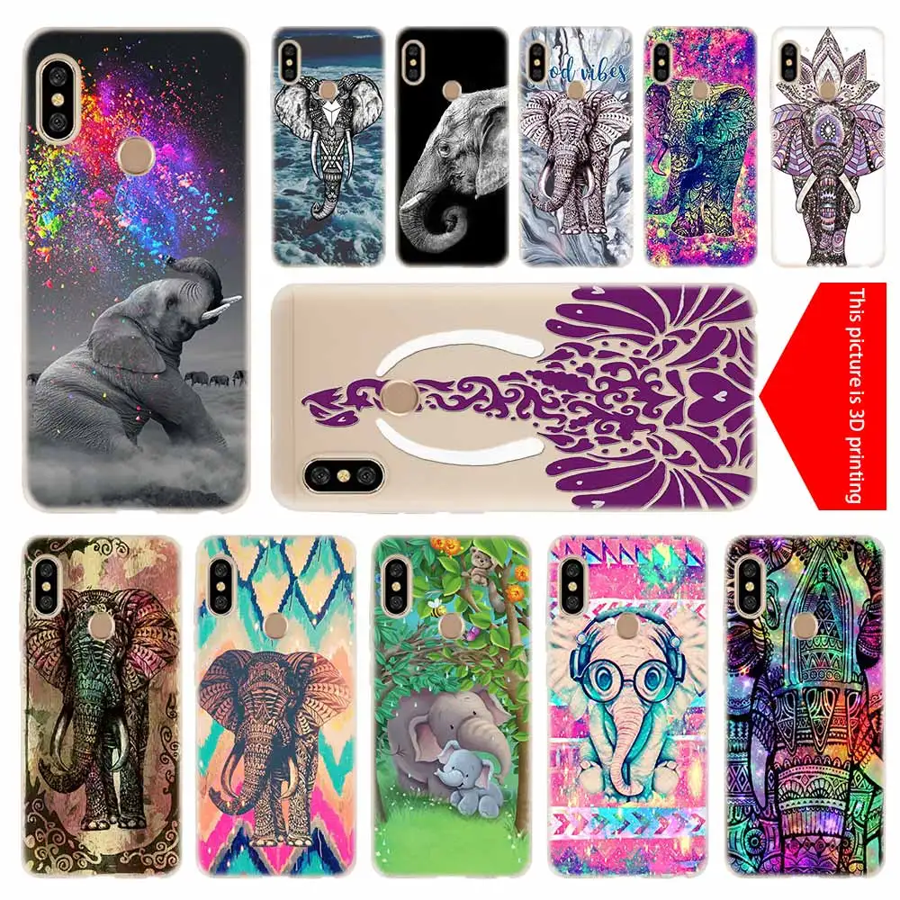 

cover soft Silicone TPU Case For Xiaomi Redmi 3 4X 4a 5 Plus 5a S2 6a 6 Pro Note 7 5 6 4 3 5a prime watercolor elephant art