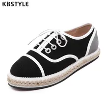 KBstyle CALIENTE Mujer Alpargatas Zapatos Pescador Ocasional Mujer Mezcla de Colores Lace Up Pisos Mocasines Zapatos de Tejer Femenina 2017