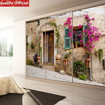 

city landscape pattern corridor space extension decorative stickers bedroom stickers wardrobe door foil tile pvc glass stickers