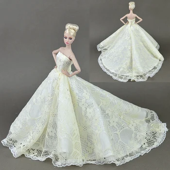 

Gorgeous Cream yellow Dress/ Big trailing Peplum Wedding Gown Clothing Outfit For Xinyi Barbie FR Doll Toys for Children
