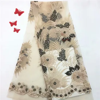 

Latest african lace fabric 2018 high quality french lace chemical lace fabric,3D Appliqued african tulle lace for dress RF73-92