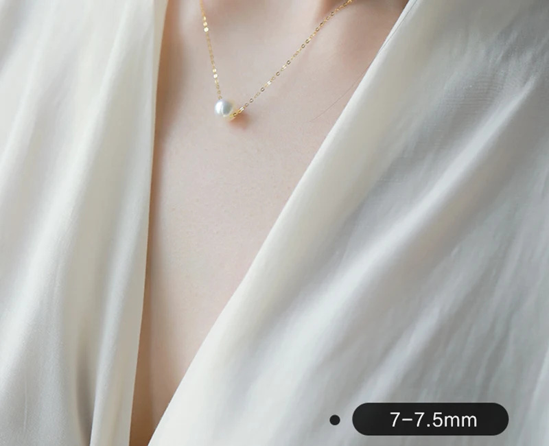 Au750 18k gold chain pearl charm necklace (12)