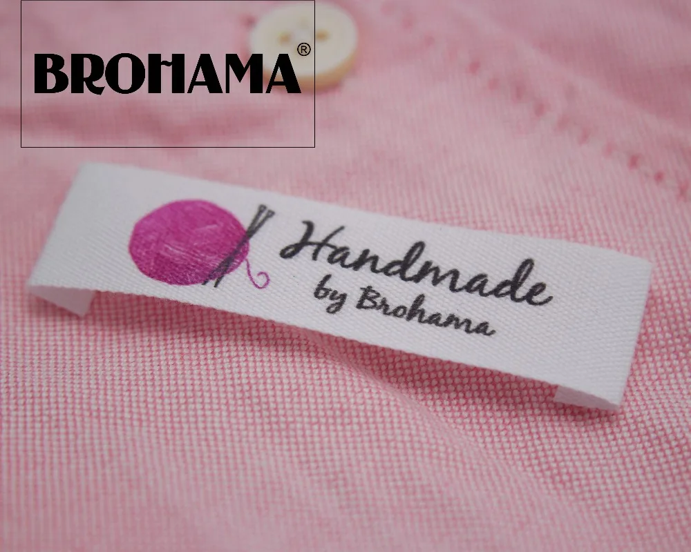 

Sewing labels / custom brand labels, Hand knitting, clothing labels, fabric 100% cotton, High quality printing (MD0028)