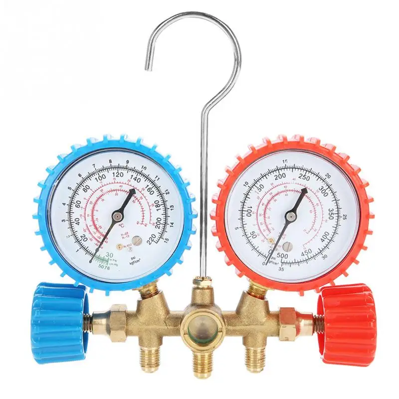 

500PSI Refrigerant Air Conditioning Tools AC Diagnostic Manifold Gauge Sets with 3pcs Hoses for R12 R22 R502 Pressure Reading
