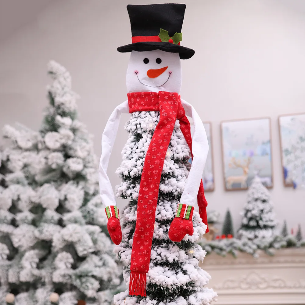 

Snowman Hat Christmas Tree Topper Christmas Tree Decorations Xmas Tree Ornament New Year Decoration 5 Style Santa Elf Foot Bow