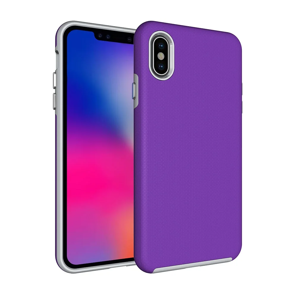 Для iPhone 11 Pro Max X XS Чехол-Броня TPU+ PC двухслойный противоударный чехол для телефона XR 5S 6S 6 7 8 Plus прочный нескользящий чехол - Цвет: Purple