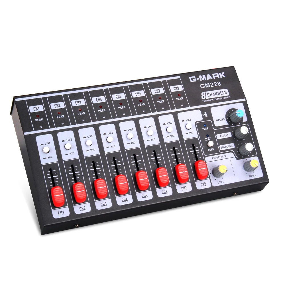 G-MARK 8 каналов мини портативный микшер аудио консоль моно/стерео звуковая система Расширенный для инструмента микрофон адаптер питания