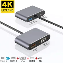 87 Вт PD концентратор usb Type C к HDMI 4K VGA 1080P видео адаптер usb 3,1 конвертер зарядный адаптер кабель для huawei ноутбук macbook