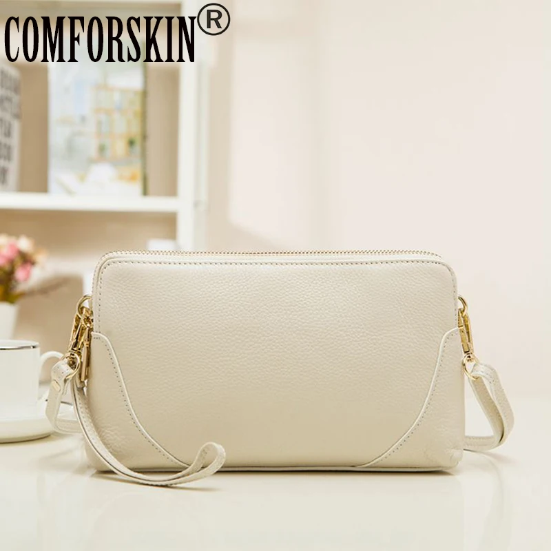 COMFORSKIN العلامة التجارية المؤنث أعلى رفرف جودة يوم براثن 100% جلد طبيعي حقيبة ساعي النساء حقائب السيدات حقائب يد 2018