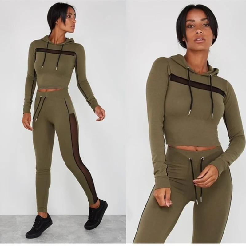 

ZP 2019 Autumn Solid Long Sleeve Two Piece Set Drawstring Off Shoulder Women Tracksuit Bodycon Long Pants Women Suits