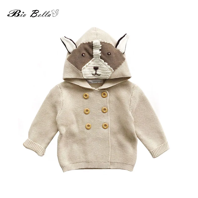 Kids Knitted Sweaters Cute Animal Dog Shaped Boys Girls Cardigan Warm