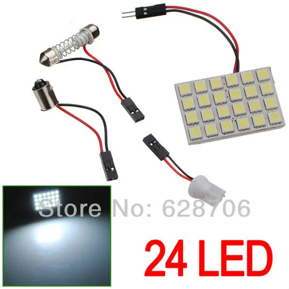 Большая Акция T10 BA9S гирлянда 3 адаптера 24 SMD 5050 СВЕТОДИОДНАЯ Лампа Белая