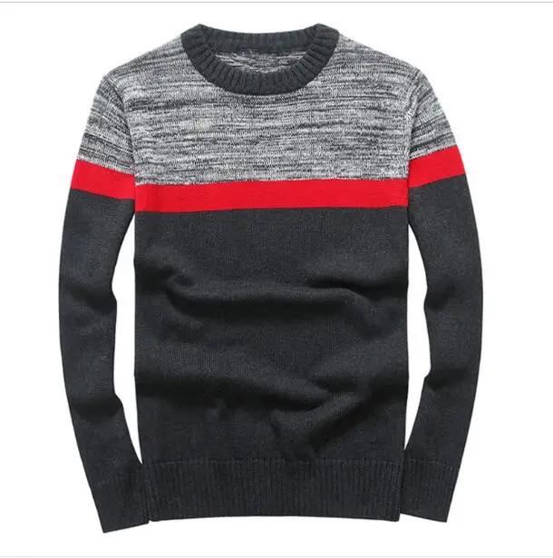 

Free shipping High Quality 2019 Men's cotton round collar patchwork color thickened long-sleeve sweater men's casual pullovers