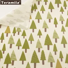 Домашний текстиль от teramila хлопок льняная ткань швейный материал Tissu скатерть подушка сумка занавеска Подушка закка дерево принт см