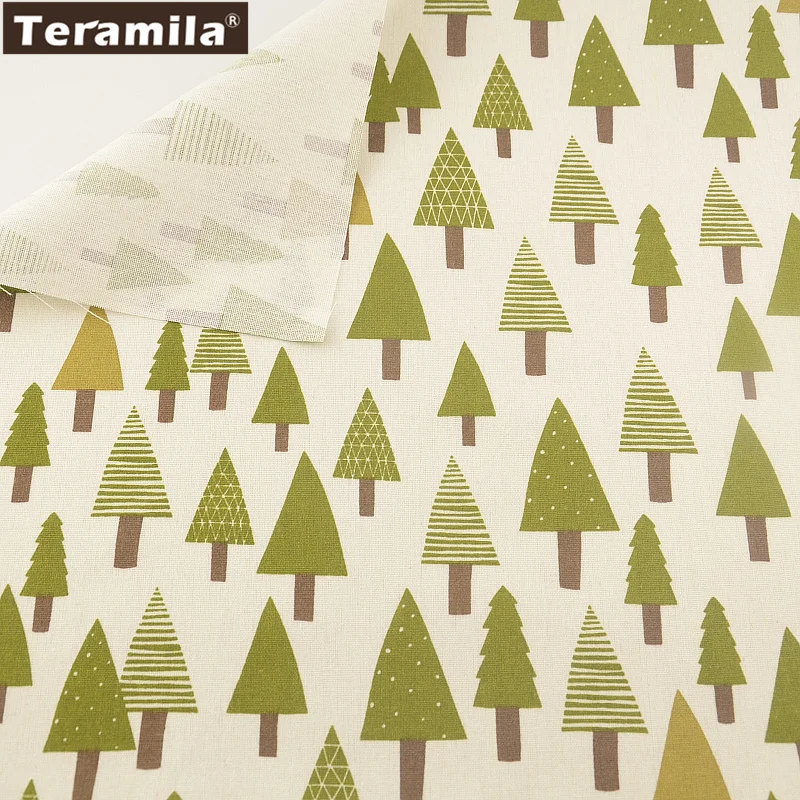 

TERAMILA Home Textile Cotton Linen Fabric Sewing Material Tissu Tablecloth Pillow Bag Curtain Cushion Pillow Zakka Tree Print CM