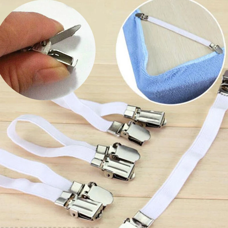 4pcs/set Multipurpose Bed Sheet Fasteners Mattress Elastic Holder Clip