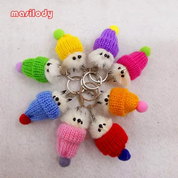 

100pcs/Lot Mixed Mini Fox Keychain Cartoon Animals Key Chain Bag Drops Gifts Foxes Keyrings Mink Fur Fox Keychains Car Key Ring