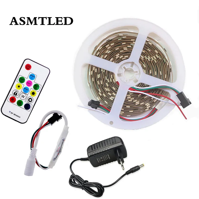 

5050 RGB Strip Lamp Individual Addressable WS2811 IC Pixel Full Color Strip Light Programmable With Pixel Controller DC12V Power