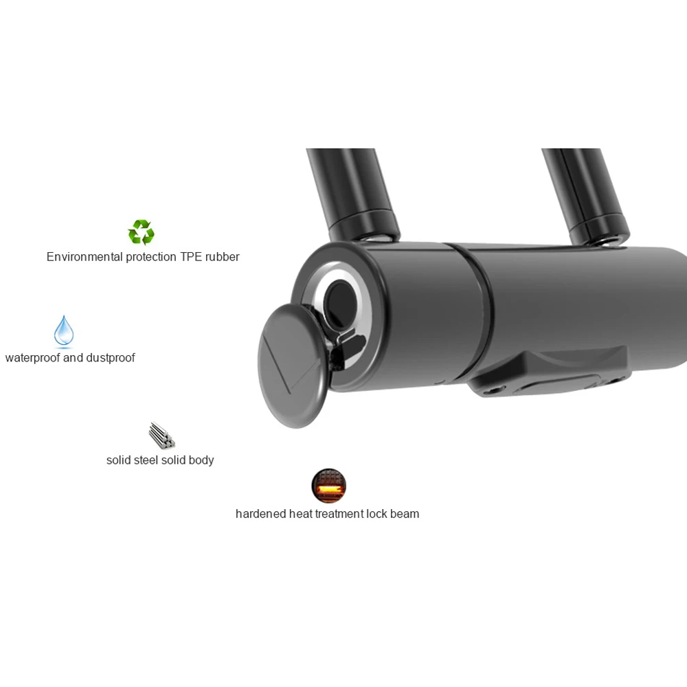  U Shape Fingerprint Lock IP65 Waterproof Smart fingerprint Security Lock for Shop/Office Glass Door - 33006179487