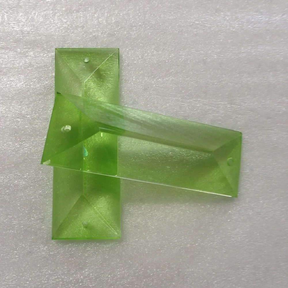 

22x63mm Apple green in 2 holes Three Angle Strip crystal chandelier trimming,crystal chandelier parts wholesale