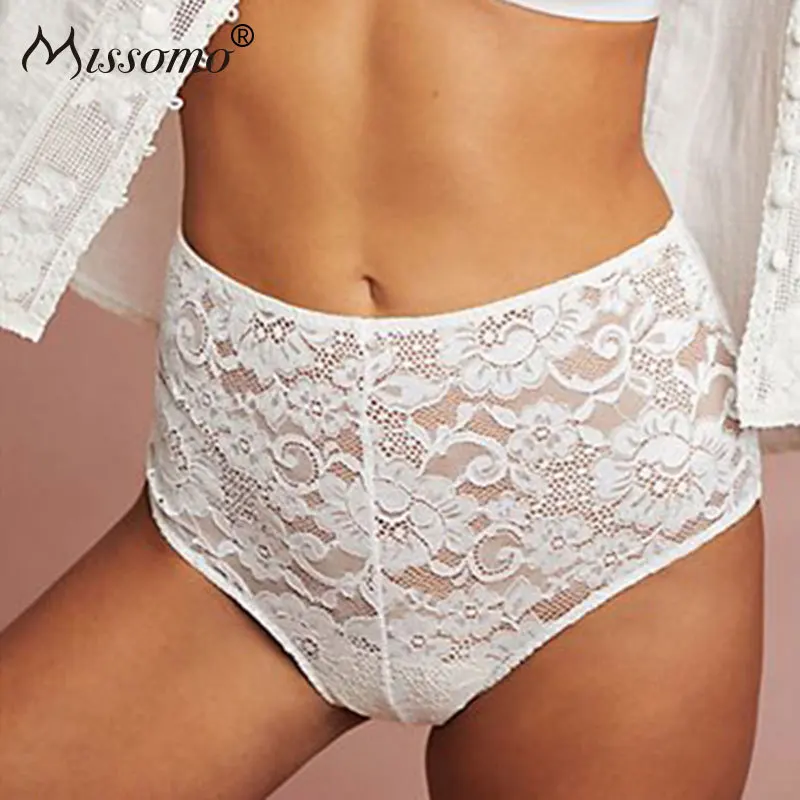 Buy Women Panties Semi Sheer sexy lace slight transparent high Rise Female