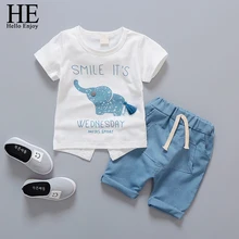 HE Hello Enjoy/детская одежда для маленьких девочек С Рисунком Слона топ+ шорты детские спортивные костюмы для мальчиков 1, 2, 3, 4 лет
